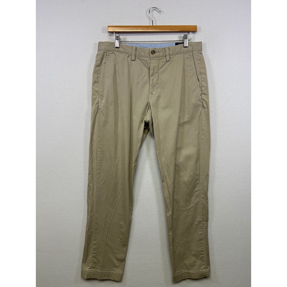 Preppy Old Money Polo Ralph Lauren Mens 32x32 Tan Stretch Straight Fit Chinos